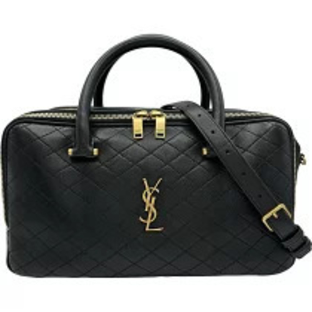 Saint Laurent Rear Duffle Bag Black Leather Shoulder